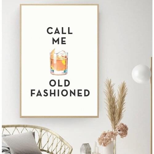 Call Me Vintage Cocktail Lemon Quote Art Canvas Home Kitchen Decoration Poster Painting Bar Wall Picture Printing Painting