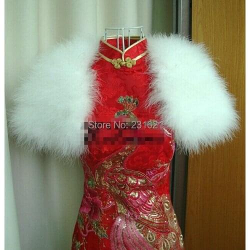 Seller recommend! womens Wedding dress formal dress bride cape100% genuine turkey ostrich fur luxury fashion fur shawl fur cape