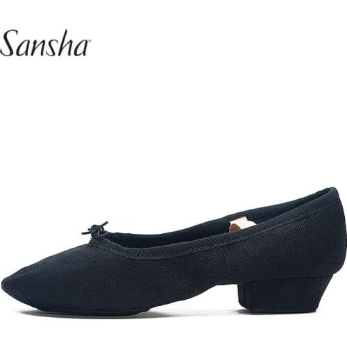 Sansha Hot Sale Canvas Ballet Soft Shoes With Heel Professional Jazz Salsa Dance Shoes TE5C