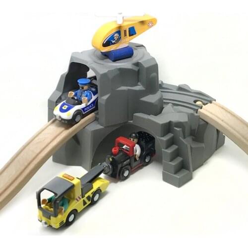 P0 Gray Expandable Double Layer Tunnel Track Game Fun Scene Special Track Accessories Children Track Toys Fit Brio Wooden Track