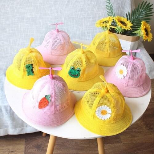 Summer Cartoon Baby Bucket Hat Kids Brim Beach Sun Hat For Boys Gilrs Outdoor Cute Frog Daisy Dinosaur Children Funny Cap