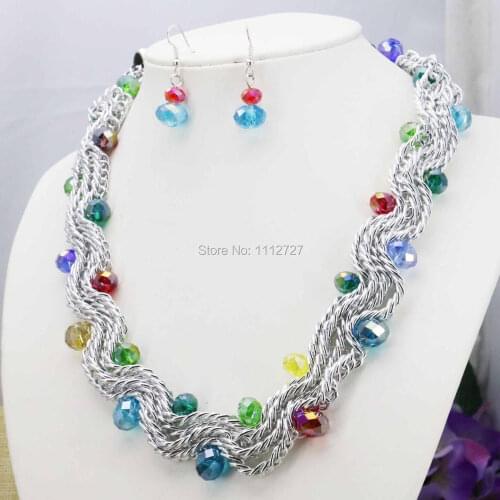 Special Crystal Accessories Chain Specific Necklaces&Earrings Sets Christmas Gifts For Women Girls 18inch Jewelry Making Design