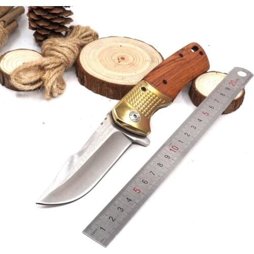 Tactical Knife Folding Survival Outdoor Hunting Knives Camping Combat Pocket Knife Hardened 58HRC Wood Handle Multitool EDC Tool