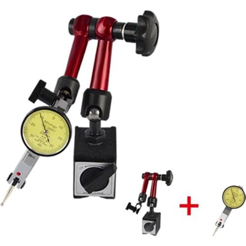 0-0.8mm Precision Dial Gauge Indicator Accuracy Measuring Gauging Tool Flexible Magnetic Base Holder Stand with Suction Magnetic