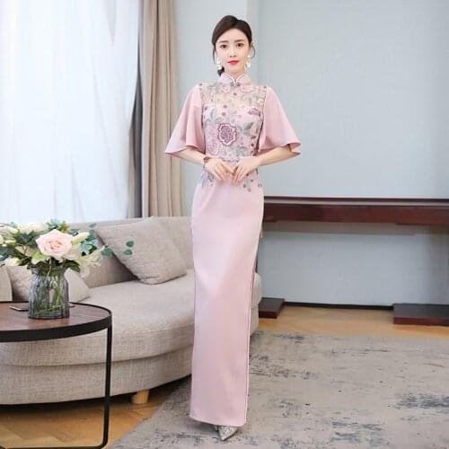 Qipao Traditional Chinese Oriental Dress Women Cheongsam Long Modern Elegant Chinese Dress Qipao Vietnam Traditional Dress 30812