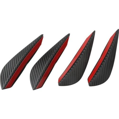 4pcs Carbon Fiber Universal Fit Front Bumper Lip Diffuser Fin Splitter Fins Body Spoiler Canards Valence Chin Car Tuning Rubber