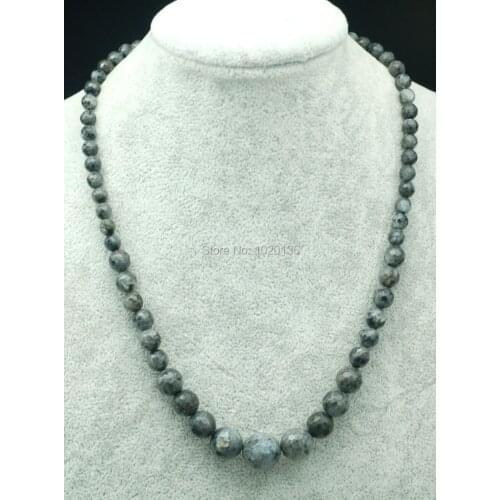 Wow! labradorite round faceted 6-14mm black nature 18inch necklace beads