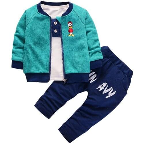 Spring Autumn Children Cartoon Clothes Baby Boys Girls Jacket T-Shirt Pants 3Pcs/sets Kids Infant Clothing Toddler Sportswear