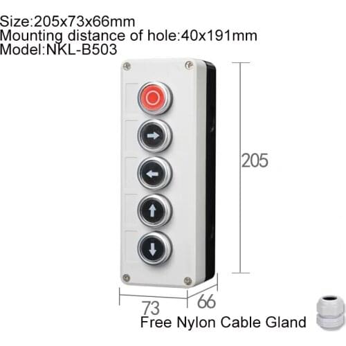 Waterproof Button Switch Control Box Emergency Stop Industrial Handhold Nylon Plastic Box With Arrow Smbol