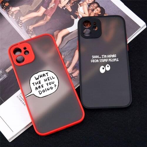 GYKZ Funny Dialogue Letter Couple Phone Case For iPhone 12 Pro MAX 11 XR 7 X XS SE20 8 6 Plus Cute Clear Hard Matte Cover Fundas