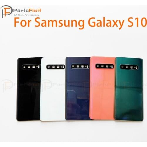 S10 Rear Housing Glass with Camera Lens for Samsung Galaxy S10 Back Battery Door Cover with Adhesive and Camera Lens Frame
