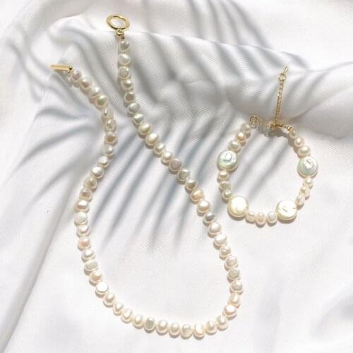 AOMU 2020 New Korea Baroque Style Irregular Fresh Water Pearl Bracelet For Women Girl Fashion Party Jewelry Accessories