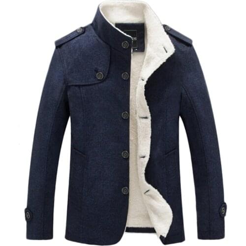 Winter Jacket Men Fur Collar Wool Outwear Coat Mens Casual Stand Collar Woolen Parka Mens Jacket And Coat Jaqueta Masculino