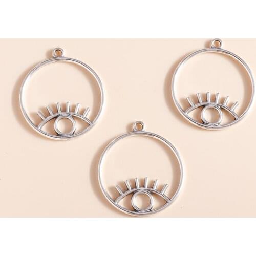 10pcs 30*33mm Hollow Circle Evil Eye Charms Fit Necklaces Pendants Earrings Lucky Charms Handmade DIY Jewelry Accessories Making