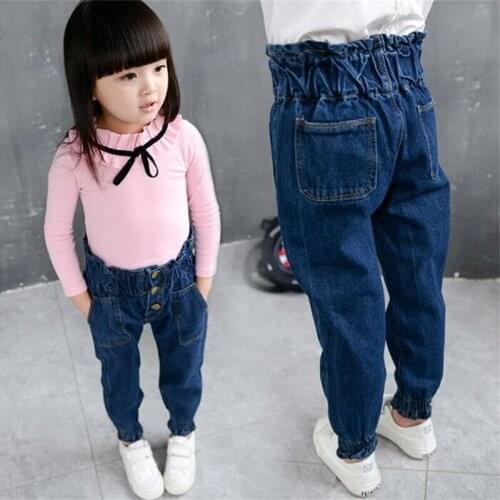 2016 Autumn Spring Girls Jeans Kids Jeans Baby Children Boys Girls Casual Denim Pants High Waist Girls Kids Pants Harem 3-8Y