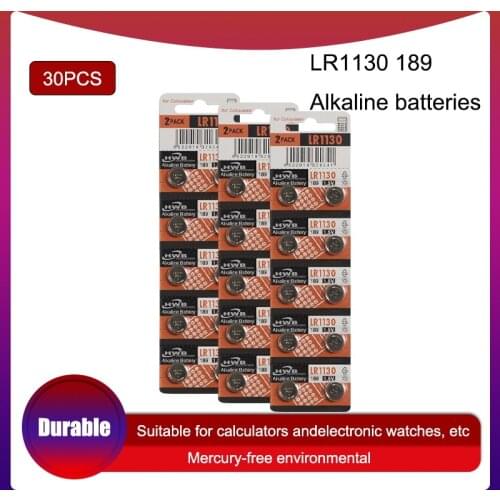 30pcs/lot AG10 389 LR54 SR54 SR1130W for Maxell Battery Cell 1.5V AG10 LR1130 Alkaline Button Battery 189 LR1130