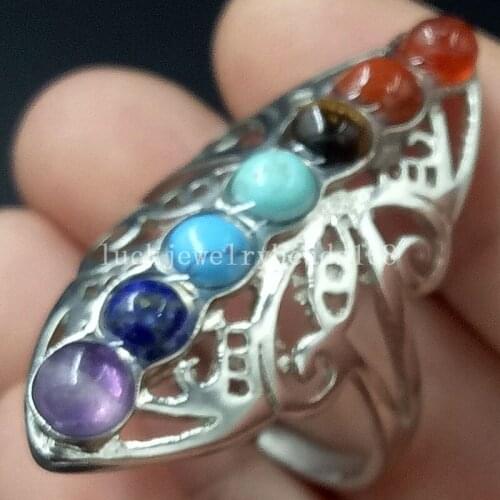 Free Shipping Women Fashion Jewelry Mix Stone bead Ring Adjust size 7~12" (us) C4657