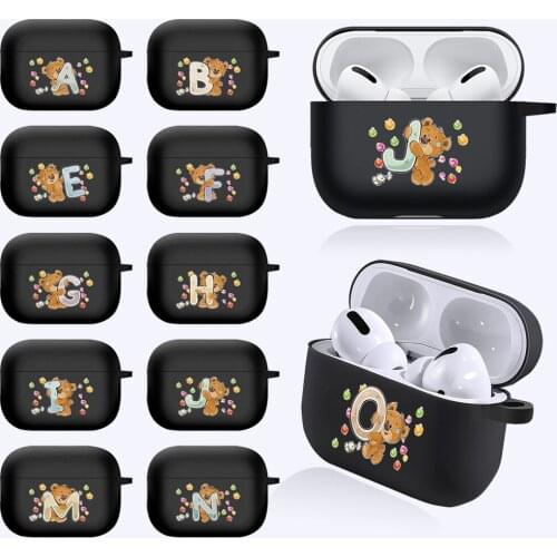 Earphone Case for Apple Airpod Pro Bear Pattern Soft Black Silicone Wireless Bluetooth Headset Protective Case for Airpod Pro3