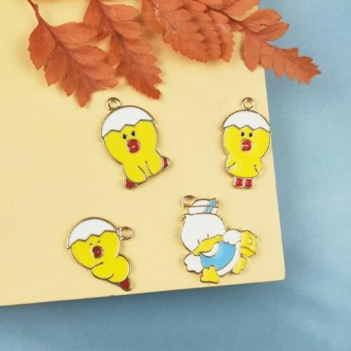 JeQue 10pcs Enamel Little Yellow Duck Charm Jewelry Accessories Earring Pendant Bracelet Necklace Charms Zinc Alloy Diy Findings