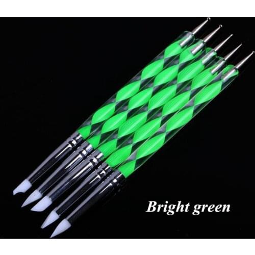 New Hot 5pcs/set Nail Art Silicone Acrylic Liner Brush French Lines Stripes Flower Grid Painting Drawing Pen Manicure Tools