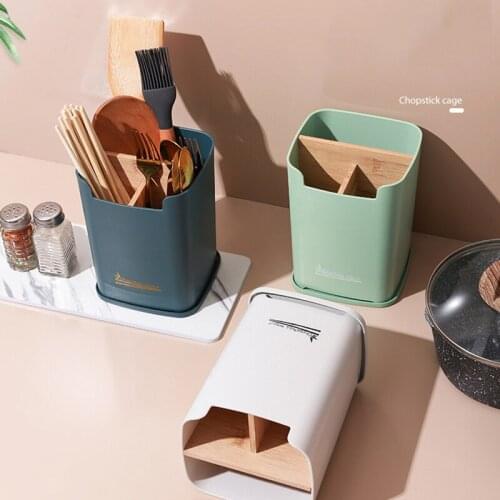 Tableware Storage Case for Kitchen 3 Cells Drainable Dishware Organizer with Detachable Slot & Water-collecting Plate XH8Z