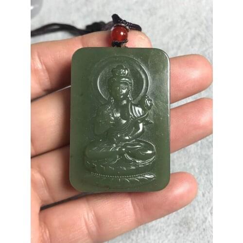 Natural 7A hetian jade Hand-Carved guan gong green jade pendant jade necklace men women pendants jade jewelry