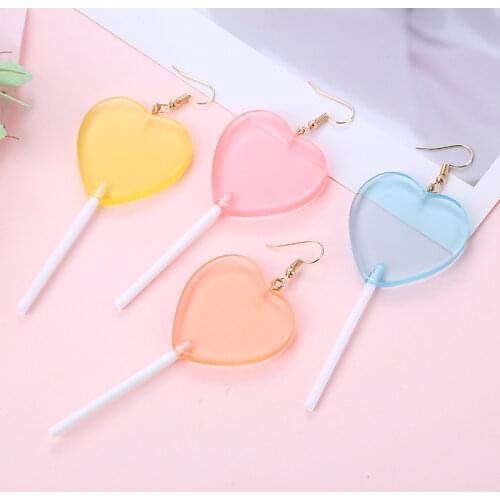 2020 lollipop heart earrings big fashion earring trendy korea style jewelry pink lolipop dangle candy statement earing for women