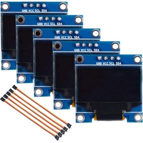 5Pack 0.96 Inch OLED Module 12864 128X64 White SSD1306 Driver IIC Serial Display Board Module For Arduino, Raspberry Pi