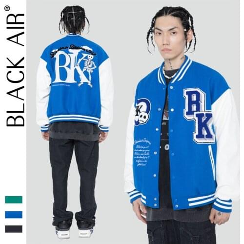 BLACKAIR Colour block letter men jacket korean style loose winter jacket techwear jackets bomber jacket goth men clothing XH06