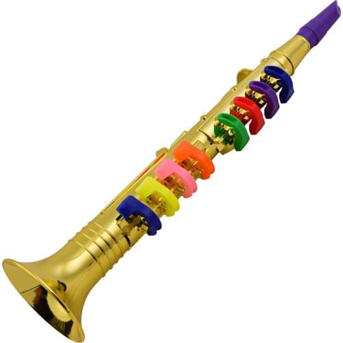 Musical Wind Instruments Clarinet for Kids Toddlers ABS Gold Clarinet with 8 Colored Keys
