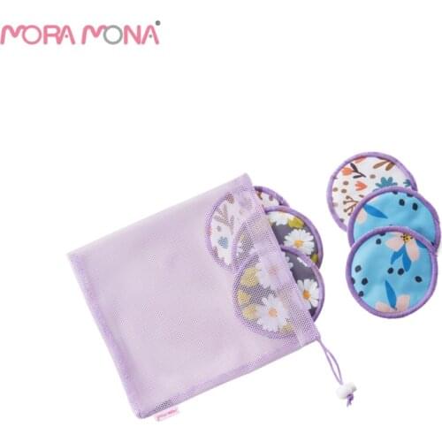 Mora Mona 6Pcs/Set Soft Breathable Bamboo Fiber Nursing Pads Washable Breast Pads For Lactation Women And breastfeeding