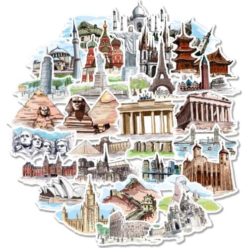 40 pcs/pack World Architecture Tourism PVC Stationery Stickers Scrapbooking DIY Diary Album Stick Label