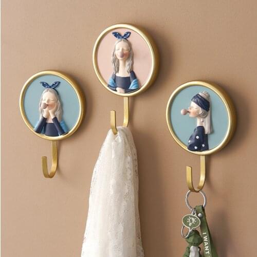 Nordic Cute Room Decor Blowing Bubbles Girl Creative Wall Hook Key Holder Organizer Wall Home Decoration Accessories Coat Hook