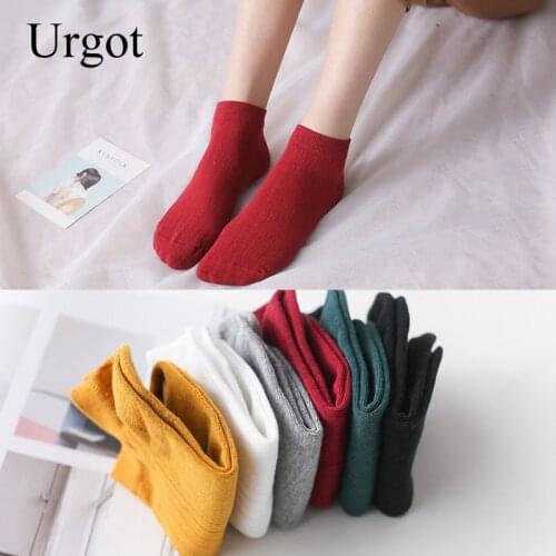 Urgot 3 Pairs Spring Summer New Womens Boat Socks Japanese Solid ColorLow-cut Women Shallow Mouth College Style Invisible Socks