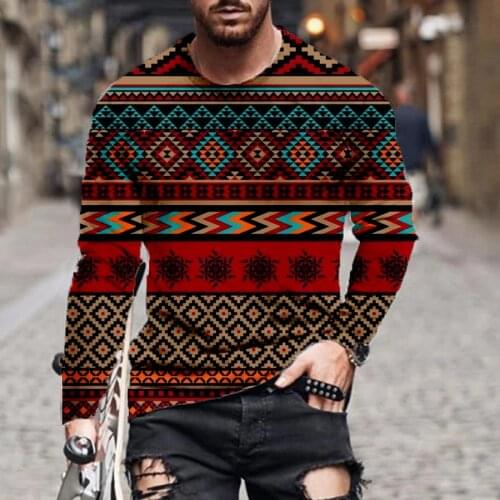 2021 mens and womens new spring and autumn fashion season digital printing trend long-sleeved round neck T-shirt