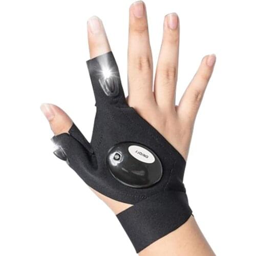 Night Light LED Flashlight Gloves Outdoor Gear Hands Free Finger Flashlight Gloves Waterproof Fishing Cycling Fingerless Gloves