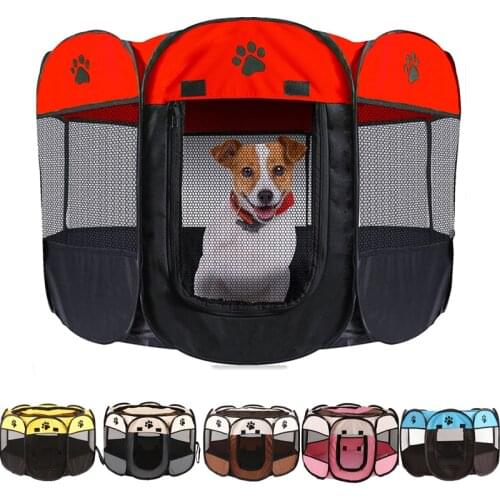 Portable Folding Pet Tent Dog House Octagonal Cage For Cat Tent Playpen Puppy Kennel Easy Operation Fence Outdoor Big Dogs House