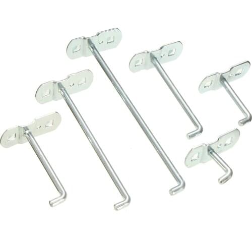 25/50/75/100/150/200mm slotted storage panel pegboard hook classification strong steel hanger 6 length load 5kg single hook