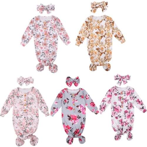 Pudcoco 2Pcs Newborn Baby Girls Boys Floral Print Hot Sleeping Bags Long Sleeve Nightgown Sleeping Bag with Headscarf Outfit