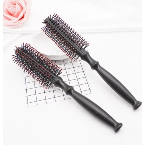 Women Girls Plastic Roll Round Curly Hair Comb Cylinder Pear Flower Round Hairdressing Massager Brush Beauty Salon Styling Tool