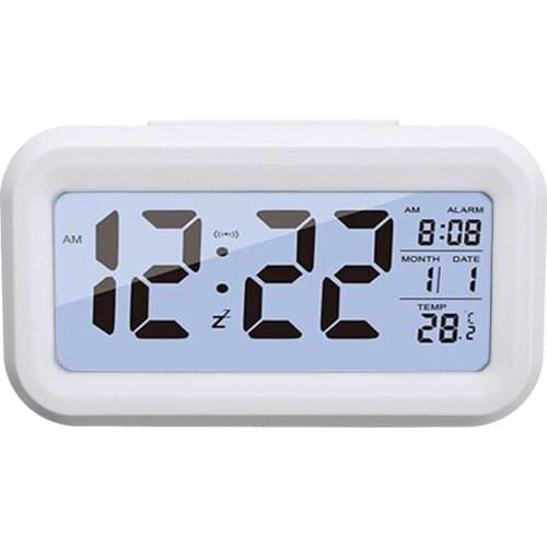 LED Digital Calendar Alarm Clock Plastic Desk Bedside Alarm Clock Wake Up Timer With Illuminates Snooze Silent Function