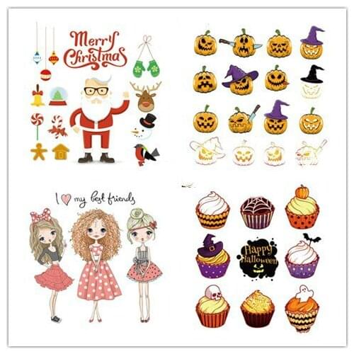 Animals Stickers Patches for Clothing Iron on Heat Transfer DIY Party applique Thermal Patches Accessory Fashion Santa Claus I