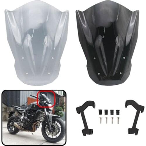 Windshield Windscreen with Mounting Bracket For YAMAHA MT07 MT 07 2014 2015 2016 2017 FZ-07 FZ07 FZ 07 Wind Deflectors