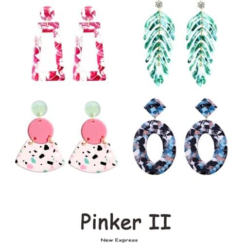 Earrings For Women Leaf Leopard Print Pink Water Drop Geometric Trapezoid Color Fashion Sexy Charm Bohemian Jewelry