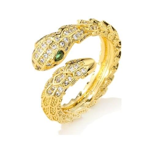 2020 New Punk Jewelry Gothic Design Snake Shape Open Ring Wholesale Gold Color Women Wedding Ring Dropshipping