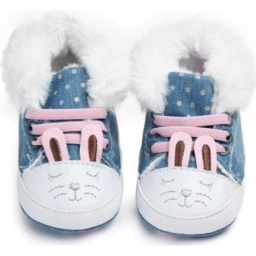 Winter Baby Girls First Walkers Shoes Newborn Soft Sole Non-Slip Infant Cartoon Cotton Shoes Sneakers