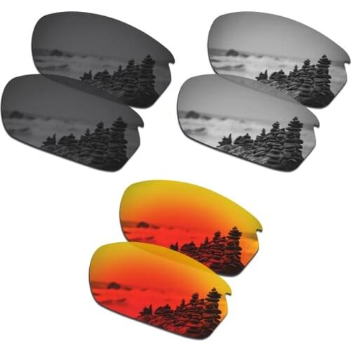 SmartVLT 3 Pairs Polarized Sunglasses Replacement Lenses for Oakley Carbon Shift Stealth Black and Silver Titanium and Fire Red
