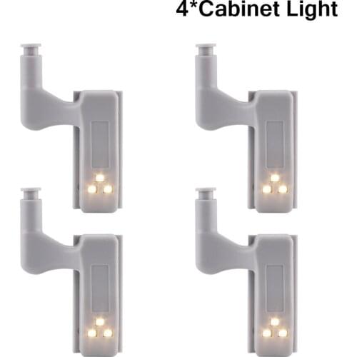 4PC Universal LED Under Cabinet Light Cupboard Inner Hinge Lamp Closet Wardrobe Sensor Light Home Kitchen Night Lamp Cool white