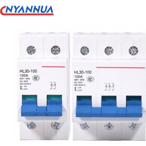AC HL30-100 Small Isolation Switch DZ47G 63A 100A 125A Air Switch 1P 2P 3P 4P Vacuum Circuit Breaker