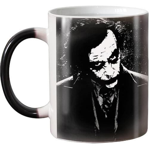 Free shipping Joker Ceramic Color Changing Coffee Mug heat Sensitive Magic Tea Cup Mugs surprised gift
